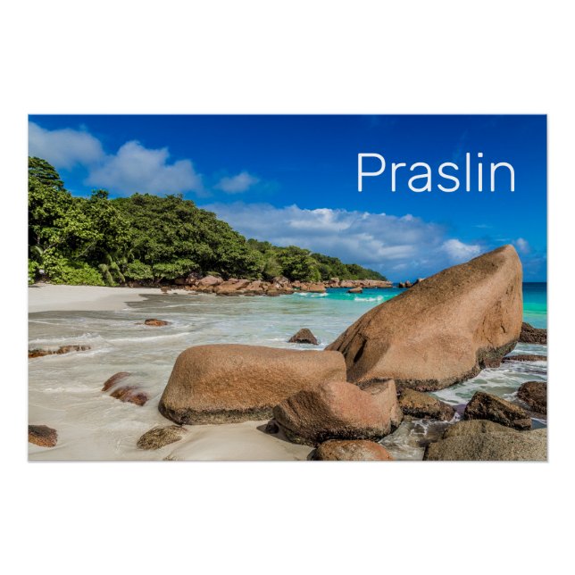 Poster Praslin Seychelles Island Anse Lazio Beach Cadeau (Devant)