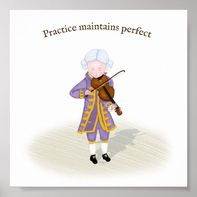 Poster Pratique Maintient Parfait Mozart Jouer du violon (Devant)