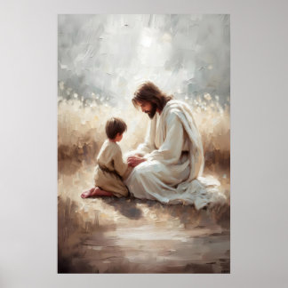 Poster Pray With You Jesus and Boy Jesus and Kids Christi