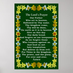 Poster Prayer de seigneur dans un cadre de jonquille
