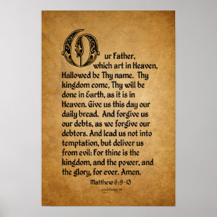 Poster Prayer du seigneur (écriture sainte : 6:9 de