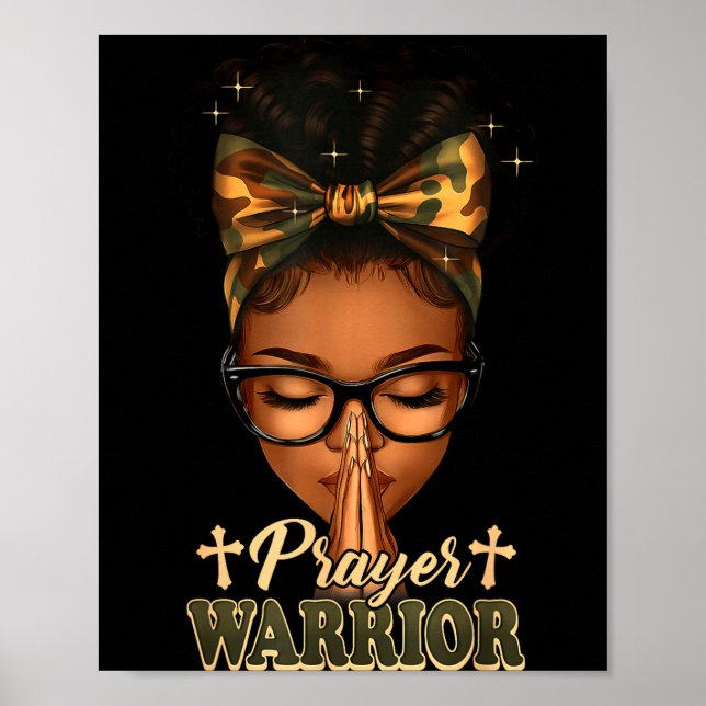Poster Prayer Warrior Christians Camo African American Af (Devant)
