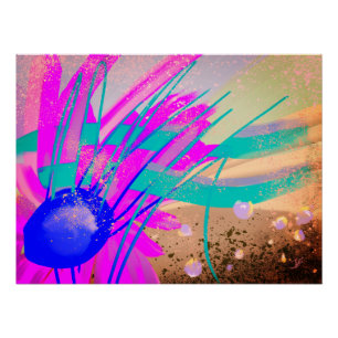 Poster Pré au coucher du soleil - Abstrait