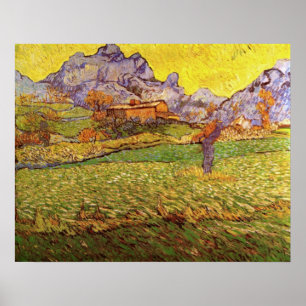 Poster Pré en montagne par Vincent van Gogh