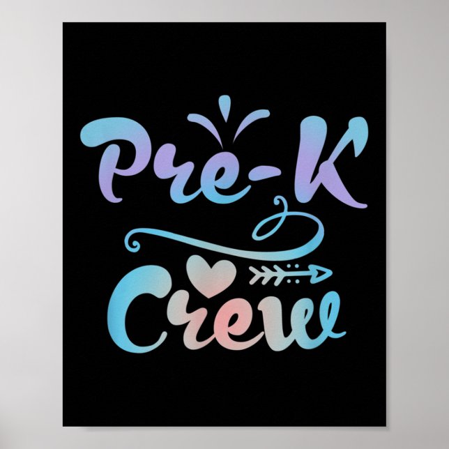 Poster Pre-k Crew Student Kid Teacher Back To School Firs (Devant)