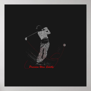 Poster Précision Gagne Silencieusement Art de Mot de Golf