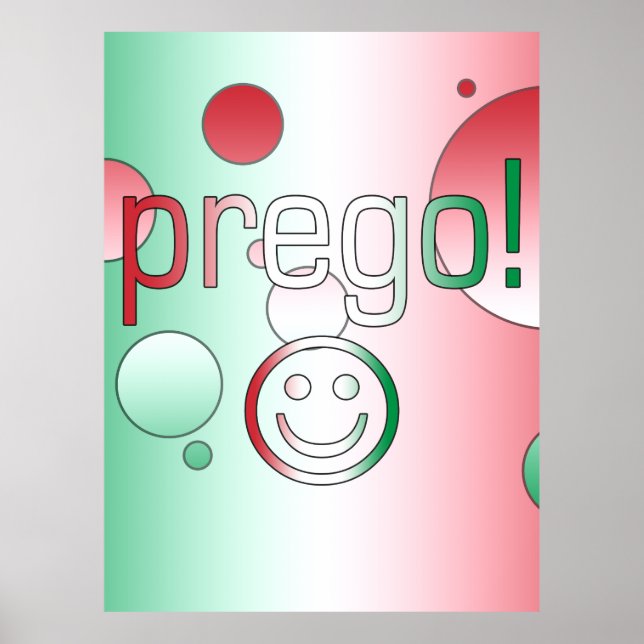 Poster Prego ! Italie Drapeau couleurs Pop Art (Devant)