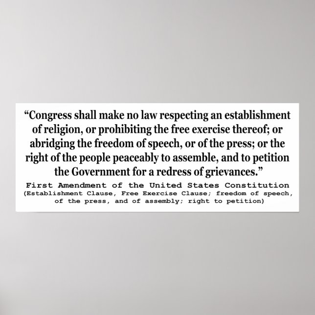 Poster Premier amendement de la Constitution des États-Un (Devant)