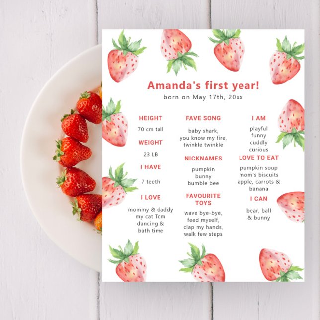 Poster Premier anniversaire de fraise étape importante d' (Créateur téléchargé)