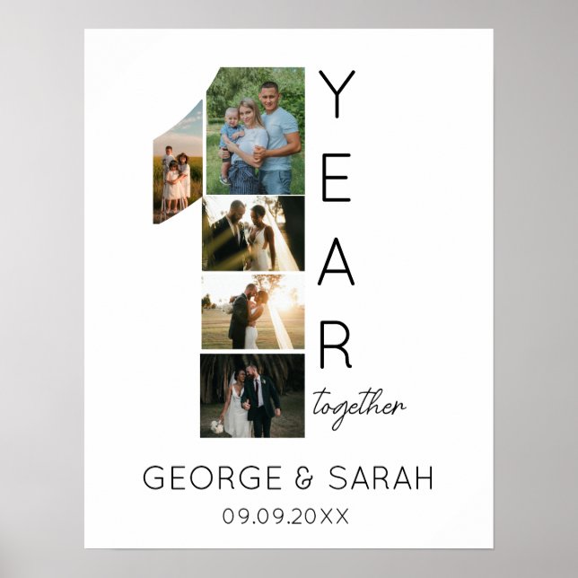 Poster Premier anniversaire de mariage ensemble 5 Photos (Devant)
