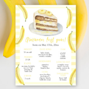 Poster Premier anniversaire du gâteau de banane Jalon Ann