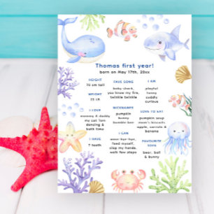 Poster Premier anniversaire sous la mer Jalon d'anniversa