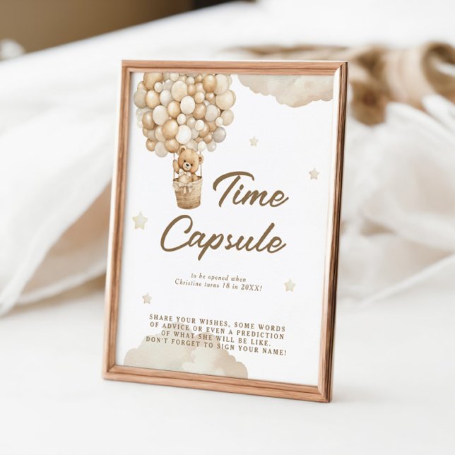 Poster Premier bébé Anniversaire Teddy Ours Beige Time Ca (Créateur téléchargé)