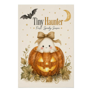 Poster Premier bébé de saison effrayante Halloween aquare