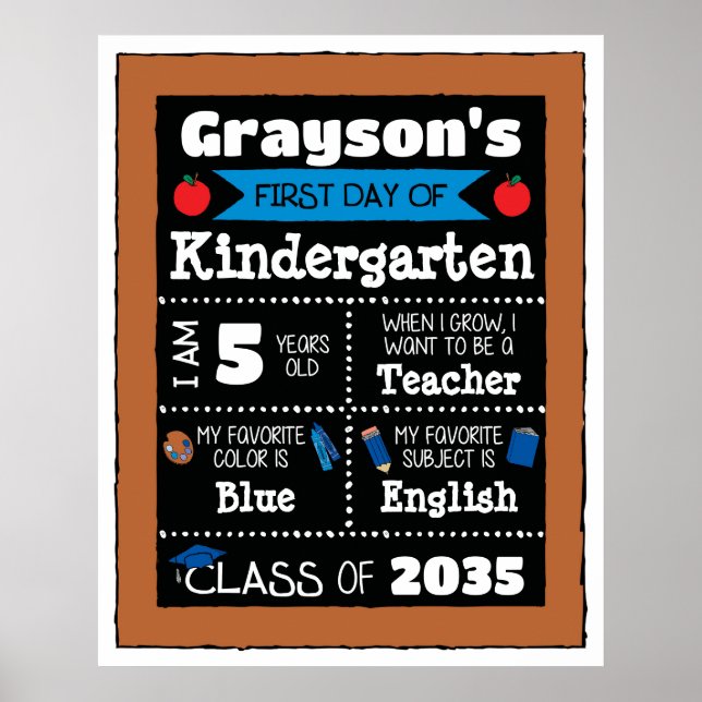 Poster Premier jour de la classe Signes Art étudiant - Bl (Devant)