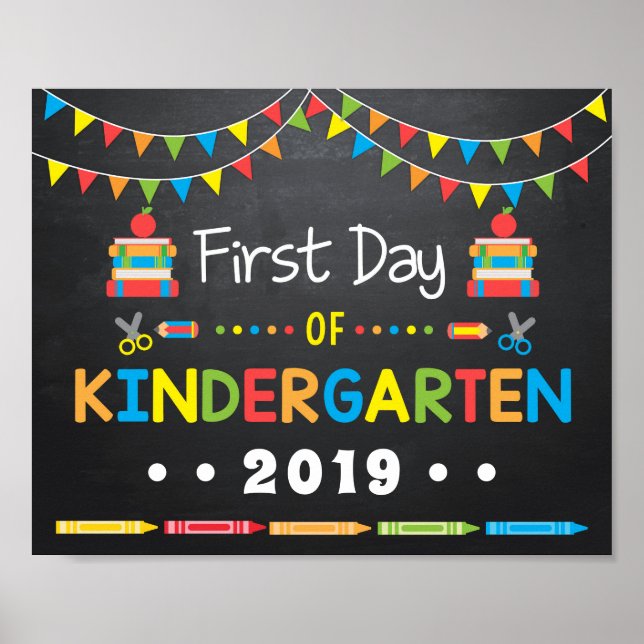 Poster Premier jour de maternelle, Panneau à craie (Devant)