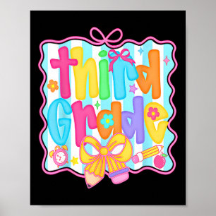Poster Premier jour de troisième année bouquet floral pou