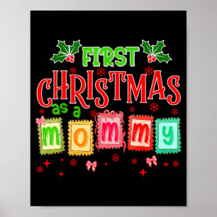 Poster Premier Noël en tant que maman 2025 Coquette Nœud