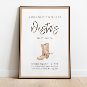 Poster Premier Rodéo Neutre Sud Cowboy Anniversaire Poste