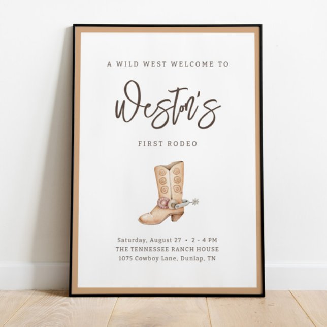 Poster Premier Rodéo Neutre Sud Cowboy Anniversaire Poste (Créateur téléchargé)