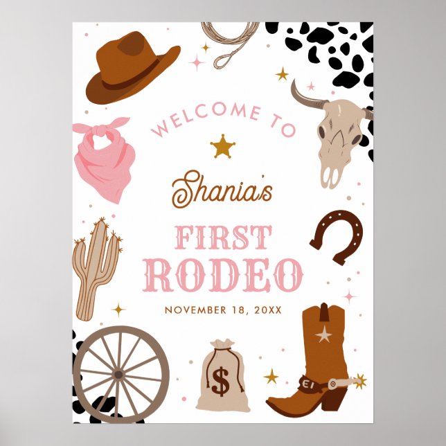 Poster Premier Rodéo Western Girl Premier anniversaire Bi (Devant)