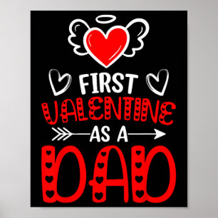 Poster Premier Saint-Valentin en tant que papa cœur nouve