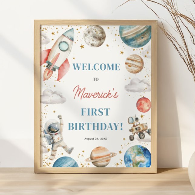 Poster Premier voyage autour du soleil Anniversaire 16x20 (First Trip Around the Sun Birthday 16x20 Welcome Poster)