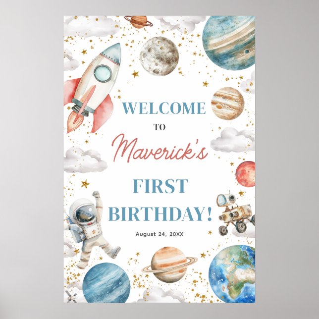 Poster Premier voyage autour du soleil Anniversaire 20x30 (Devant)