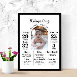 Poster Première année du bébé Jalon 1er anniversaire Phot