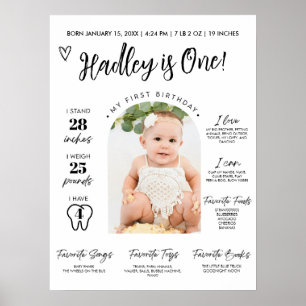Poster Première année du bébé Jalon Board 1er anniversair