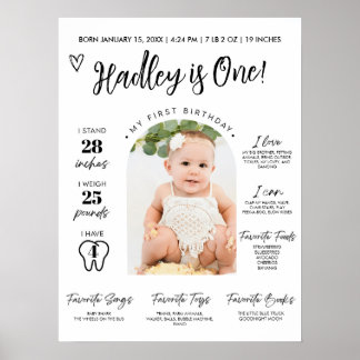 Poster Première année du bébé Jalon Board 1er anniversair