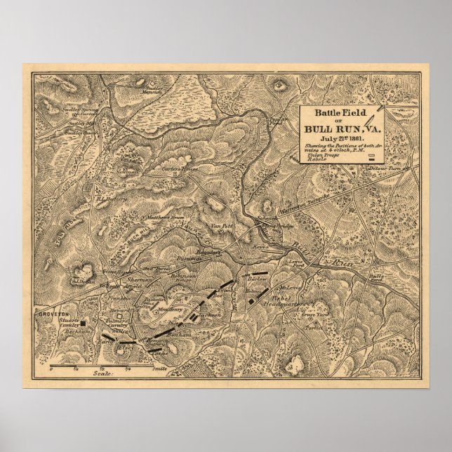 Poster Première bataille de Bull Run - Guerre civile Pano (Devant)