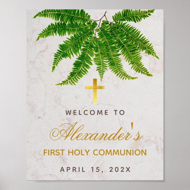 Poster Première communion Botanique Ferme verte Bienvenue (Devant)