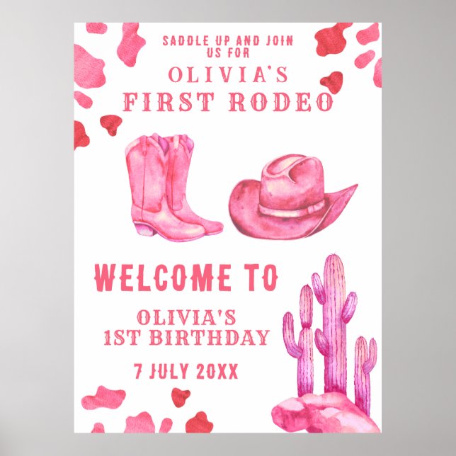 Poster Première fête d'anniversaire de Pink Cowgirl (Devant)