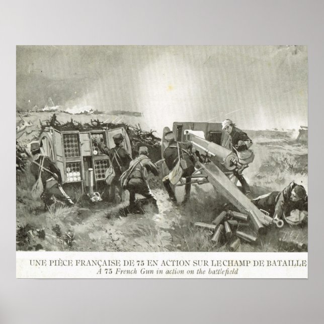 Poster Première Guerre mondiale, artillerie française en  (Devant)