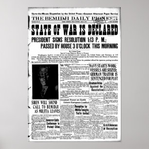 Poster Première Guerre mondiale déclarée - page d'accueil