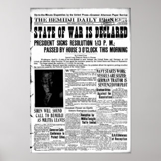 Poster Première Guerre mondiale déclarée - page d'accueil