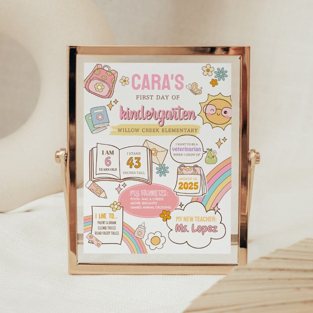 Poster Première journée Retour à la commission scolaire (Back to School First Day Board Sign)