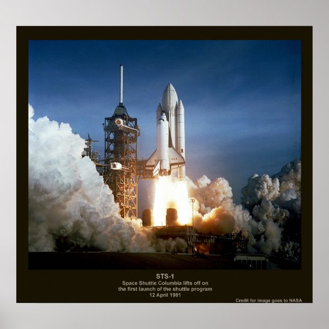 Poster Première navette spatiale lancer STS-1 Columbia (Devant)