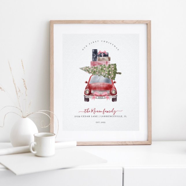 Poster Première Noël Nouveau Accueil Rétro Carte Rouge Ke (Créateur téléchargé)