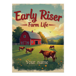 Poster Première Riser Retro Farm Grange Scène