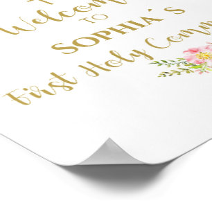 Poster Première sainte communion signe de bienvenue fille