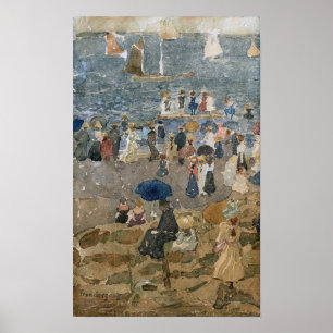 Poster Prendergast - Scène de plage Rive Nord, Normandie