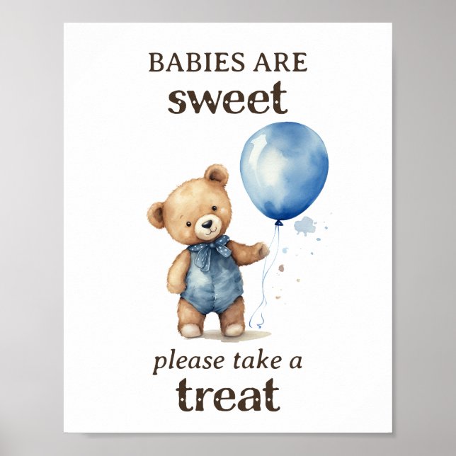 Poster Prenez un Baby shower Teddy Bear Boy (Devant)