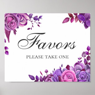 Poster Prenez un cadeau. Fleurs de mariage roses et viole