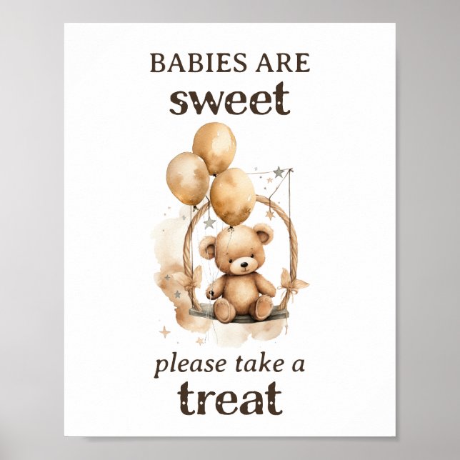Poster Prenez un traitement Teddy Bear Baby shower neutre (Devant)