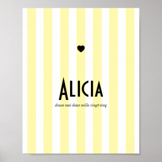 POster prénom riviera jaune