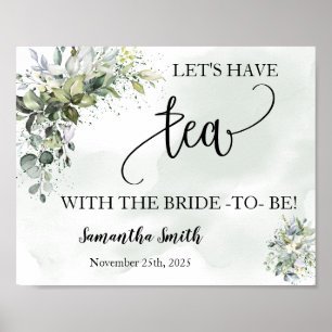 Poster Prenons le thé avec la mariée eucalyptus Baby Show