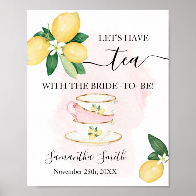 Poster Prenons le thé avec la mariée pour une Baby Shower (Devant)