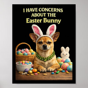 Poster Préoccupations drôles de lapin de Pâques de Chihua
